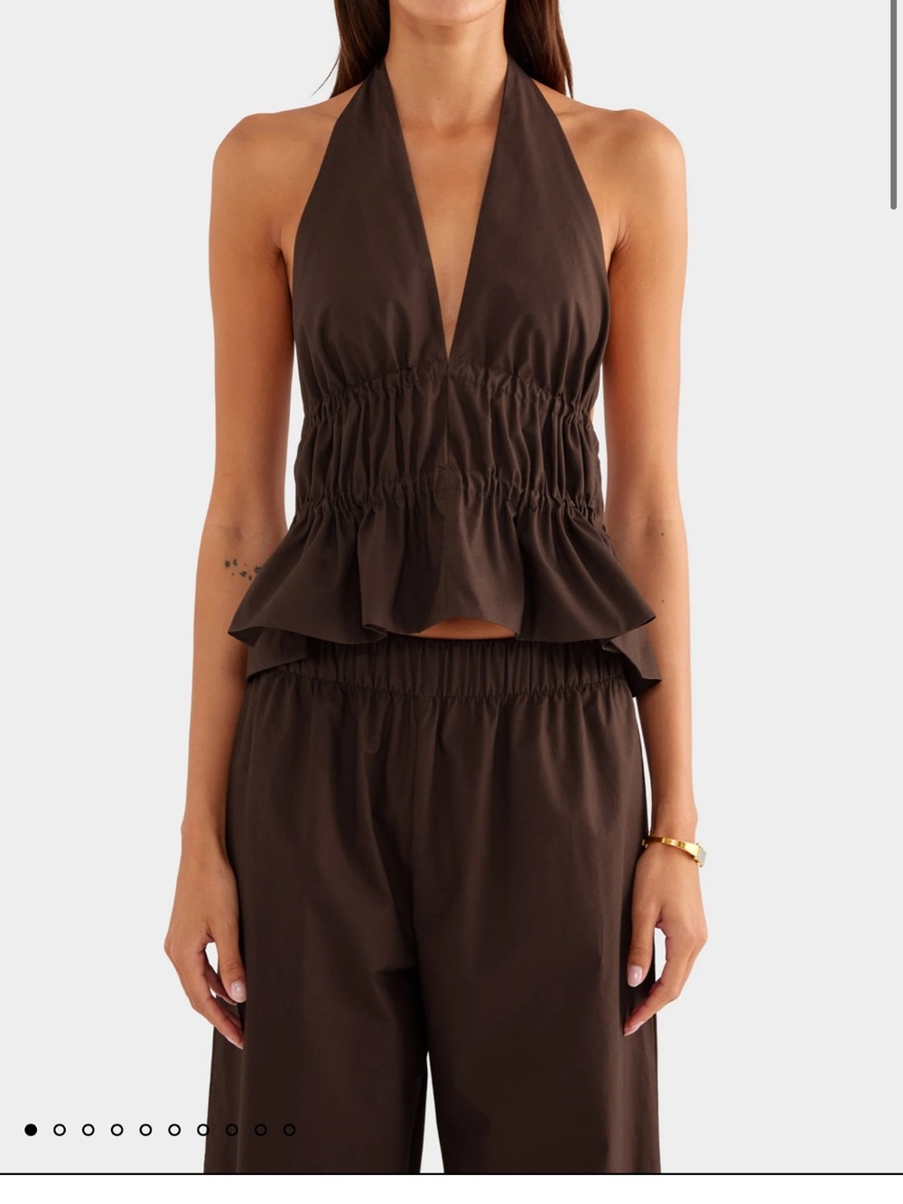 Venroy Brown Halter Peplum SET - NWT